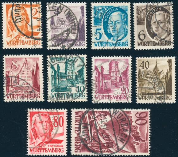 FZ WÜRTTEMBERG MiNr. 28-37 FZ WÜRTTEMBERG MiNr. 28-37