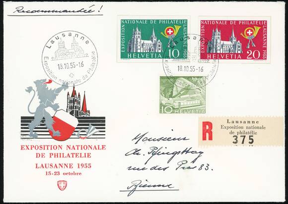 SCHWEIZ 1955 MiNr. 611-612 aus Block 15