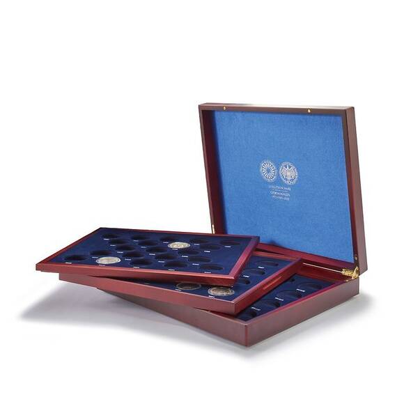 LEUCHTTURM Münzkassette VOLTERRA TRIO DE LUXE für 61 x 10 DM Gedenkmünzen 1972/1987-2001 in Kapseln LEUCHTTURM Münzkassette VOLTERRA TRIO DE LUXE für 61 x 10 DM Gedenkmünzen 1972/1987-2001 in Kapseln