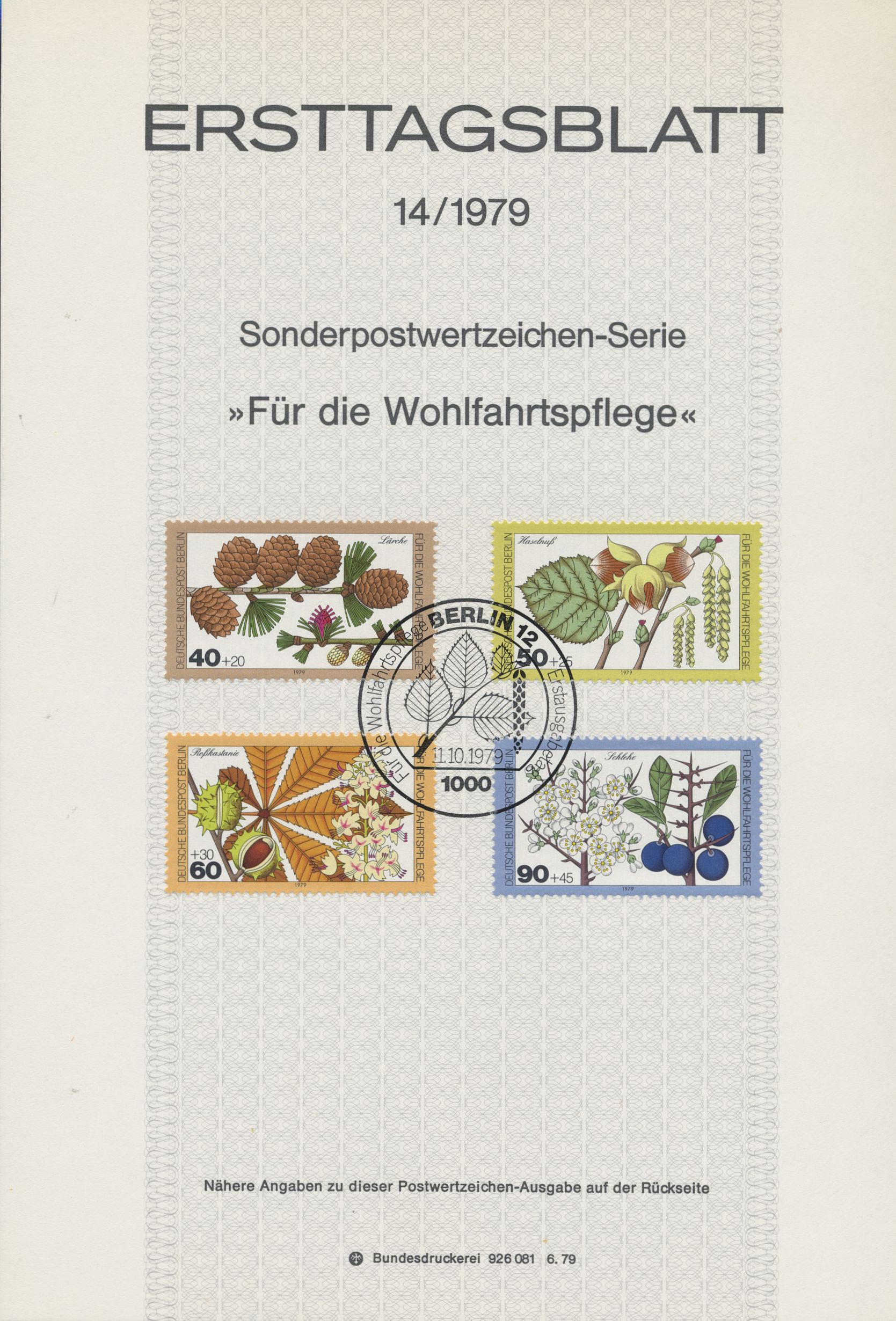Berlin Ersttagsblätter Jahrgang 1979