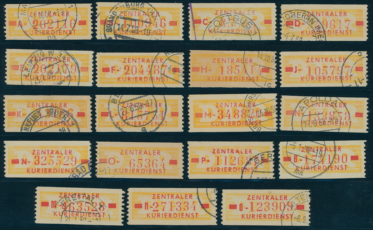 DDR-Dienst MiNr. B 18, fast komplette Serie mit 19 Stück