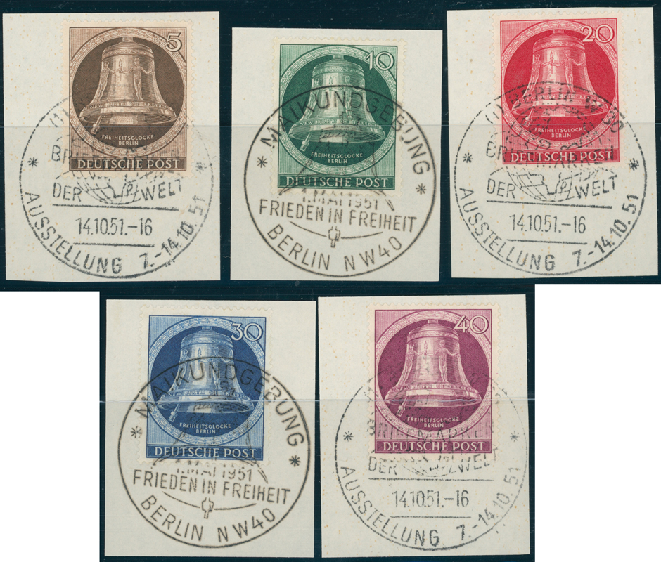 BERLIN 1951 MiNr. 75-79 wunderschöne Briefstücke mit SST