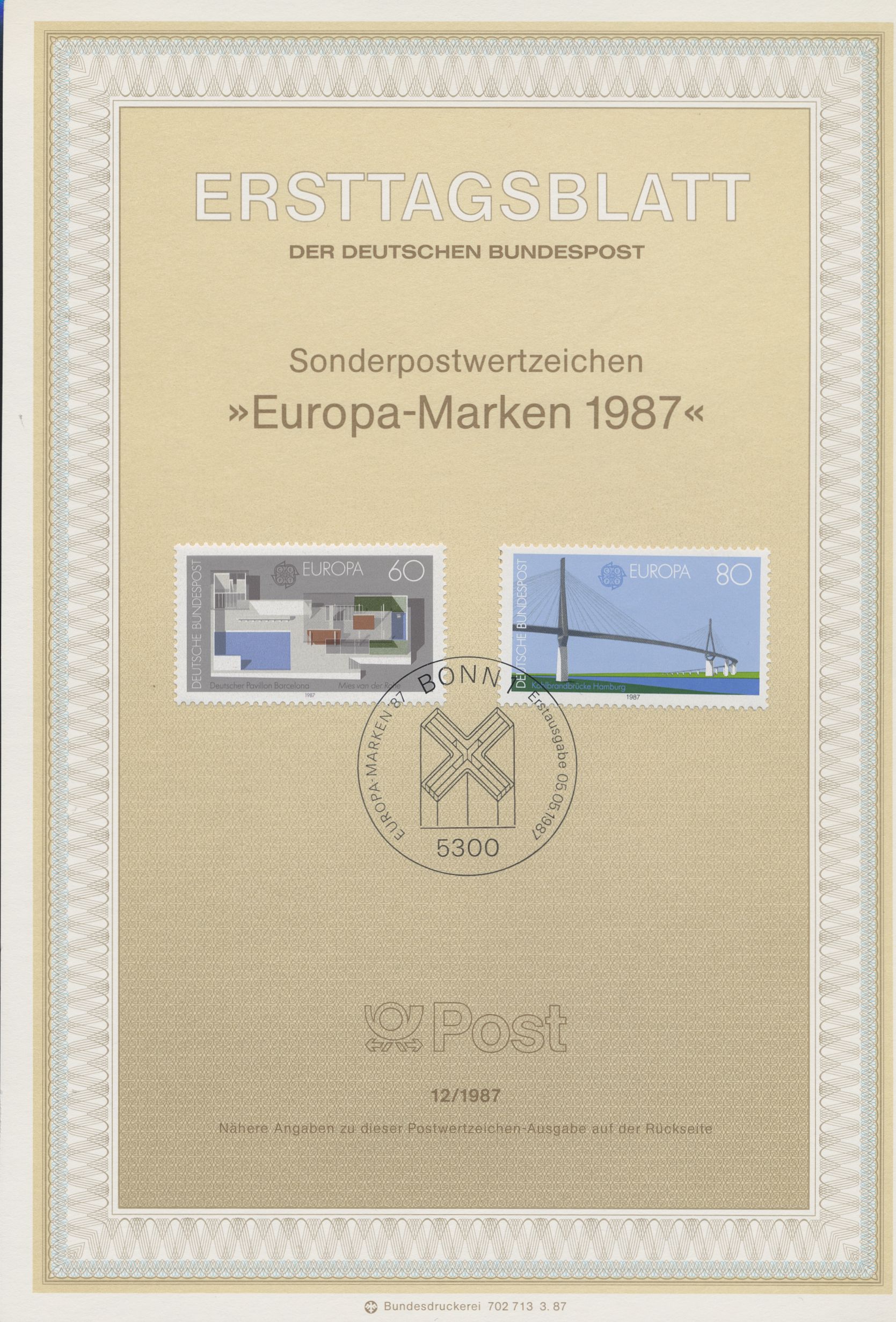 BRD Ersttagsblätter Jahrgang 1987