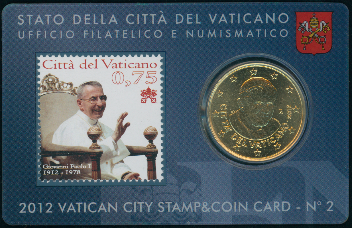 VATIKAN 50 Cent 2012  und Briefmarke in Coincard No. 2