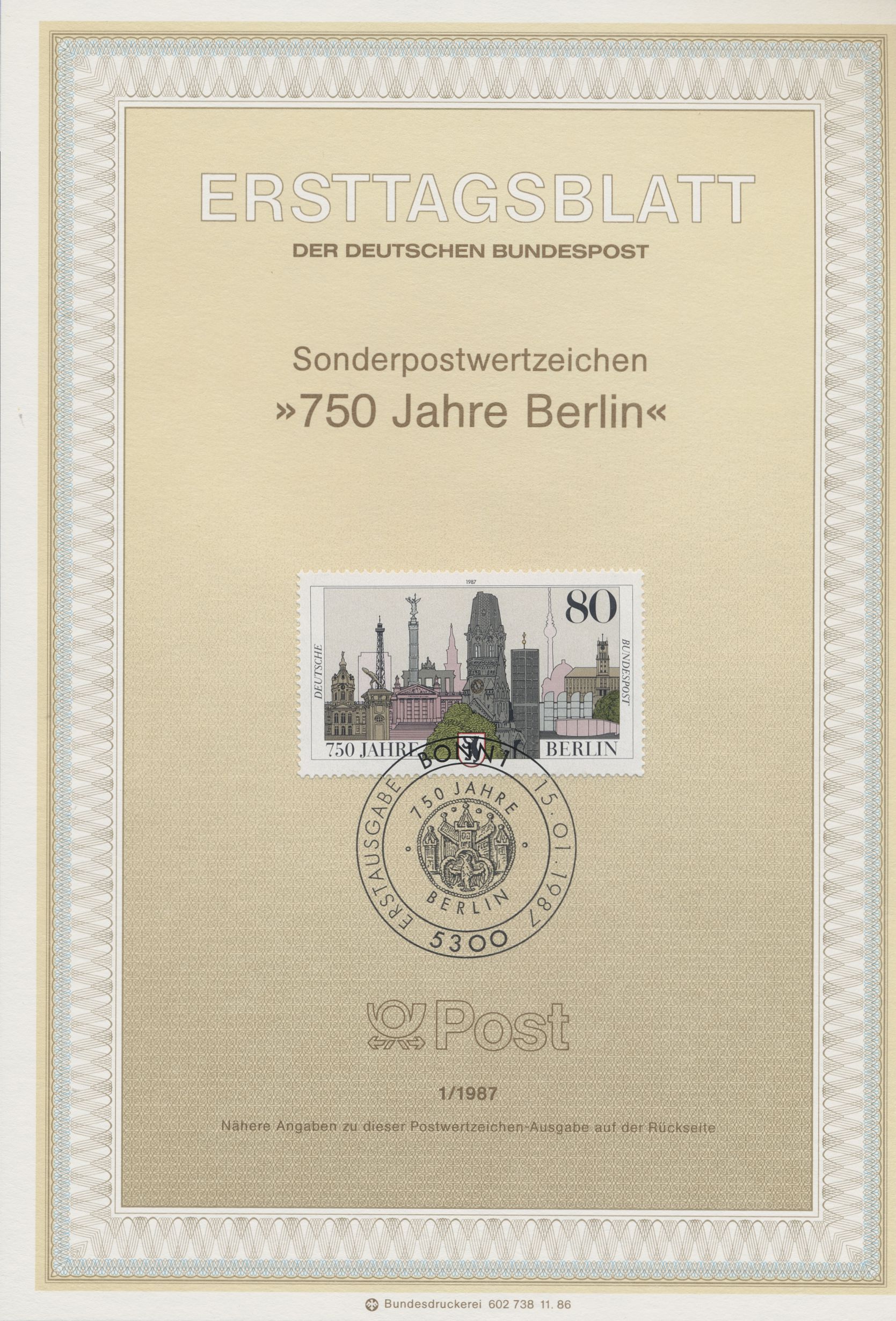 BRD Ersttagsblätter Jahrgang 1987