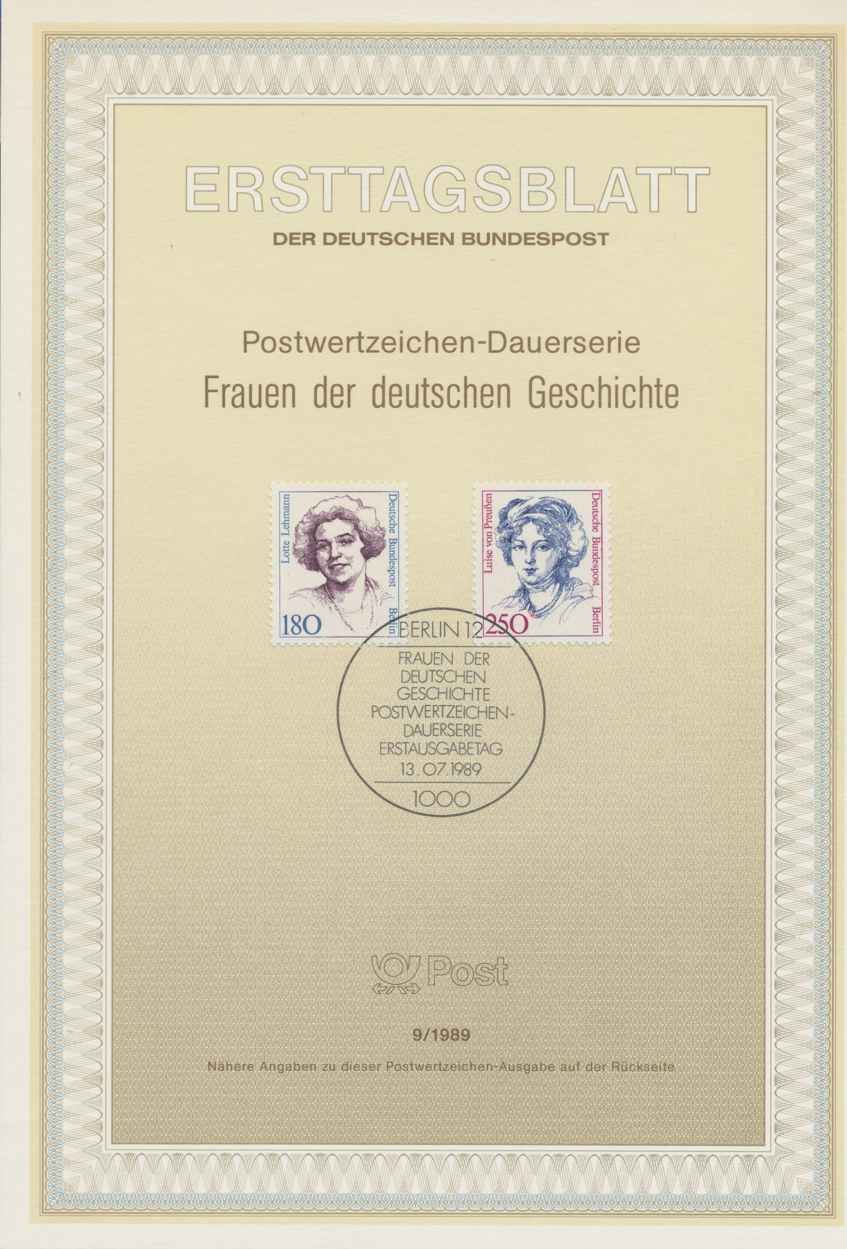 Berlin Ersttagsblätter Jahrgang 1989