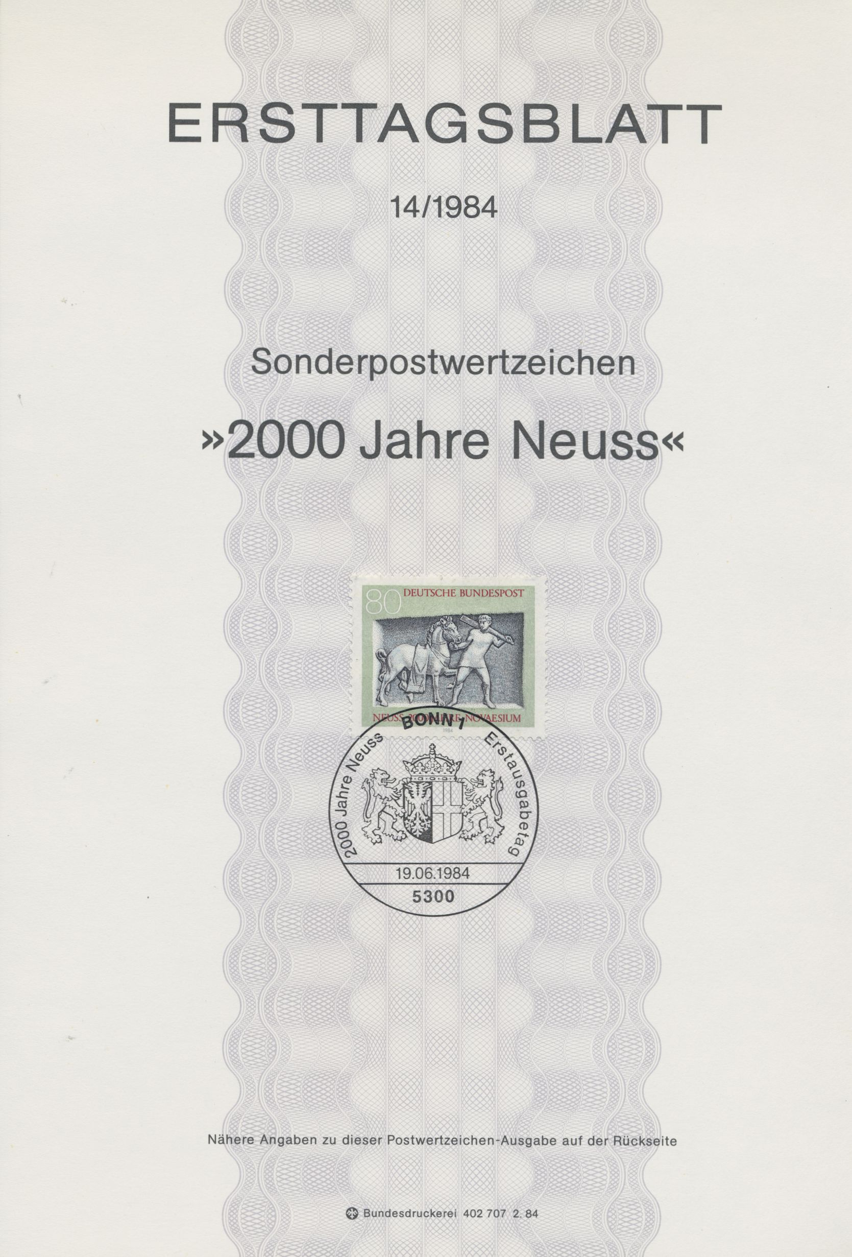 BRD Ersttagsblätter Jahrgang 1984