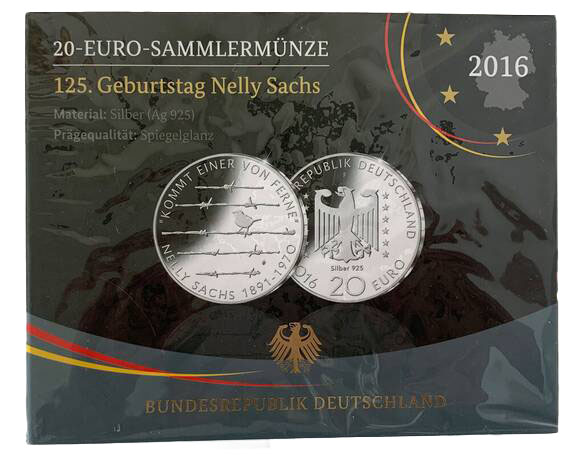 BRD 20 Euro 2016 F 125. Geburtstag Nelly Sachs