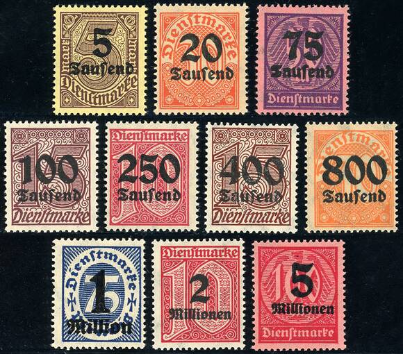 DR DIENST 1923 MiNr. 89-98 DR DIENST 1923 MiNr. 89-98