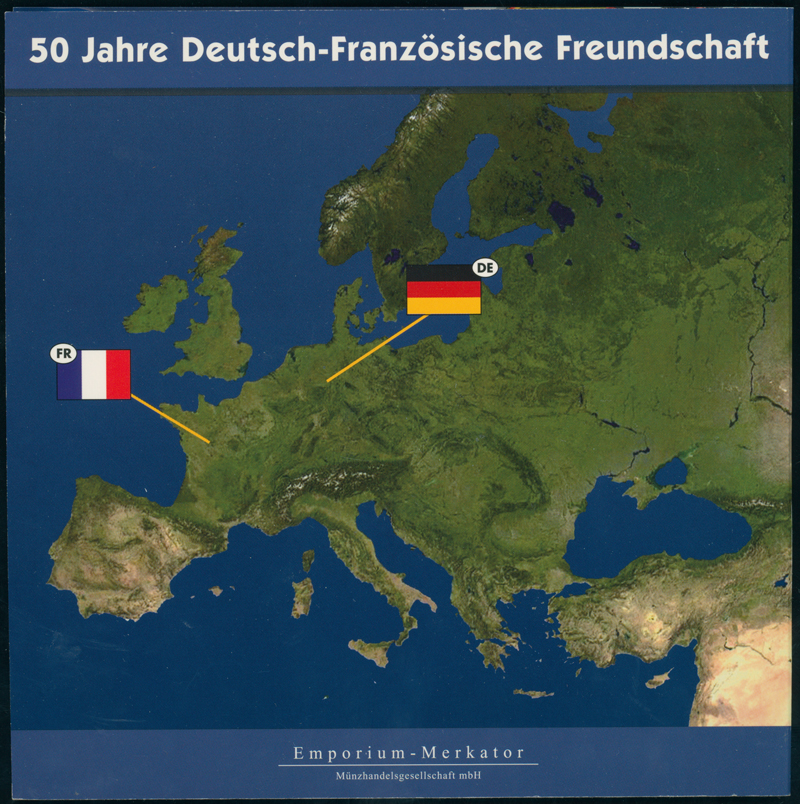 BRD 2013 50 Jahre Élysèe-Vertrag 5 x 2 Euro in schönem Folder