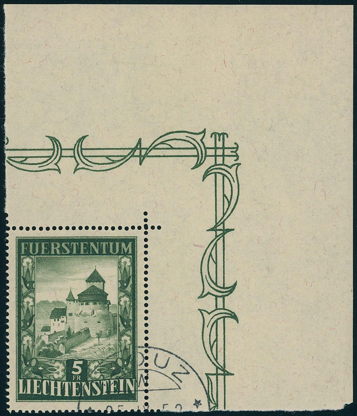 LIECHTENSTEIN 1952 MiNr. 309 Luxus-Kleinbogenecke