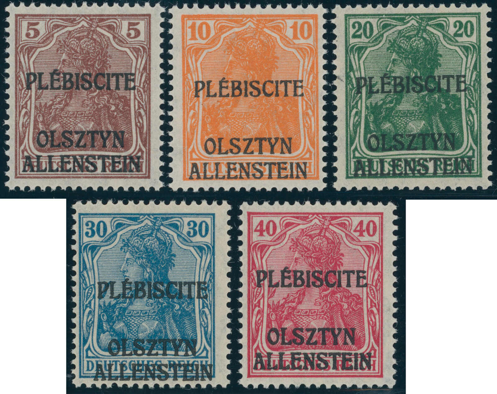 ALLENSTEIN 1920 MiNr. II-VI