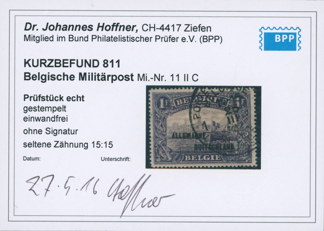 BELGISCHE MILITÄRPOST IM RHEINLAND 1919 MiNr. 11 II C