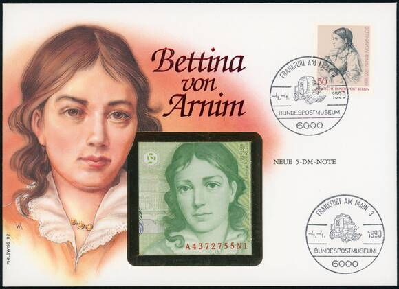 BRD 1991/1990 Banknotenbrief Bettina von Arnim