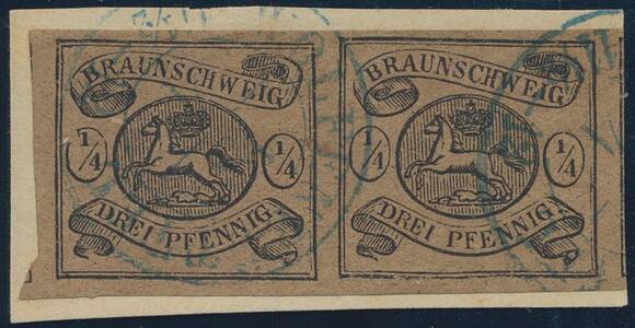 BRAUNSCHWEIG 1856 MiNr. 4 waagerechtes Paar BRAUNSCHWEIG 1856 MiNr. 4 waagerechtes Paar