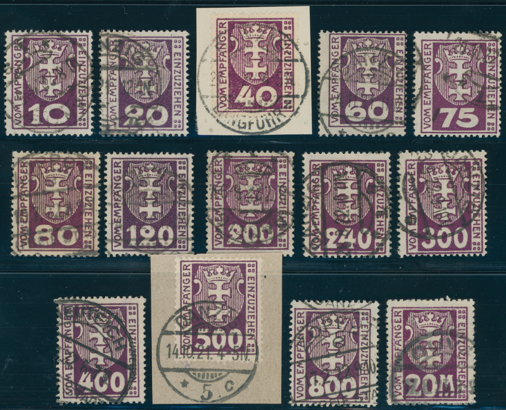 DANZIG PORTO 1921 MiNr. P 1-14