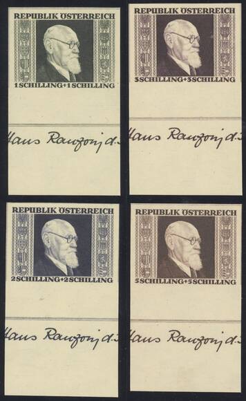 ÖSTERREICH 1946, MiNr. 772-775 B Unterrand