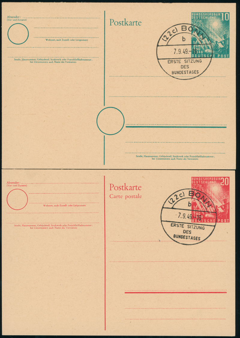 BRD 1949 Sonderpostkarten PSo 1-2 mit ESST