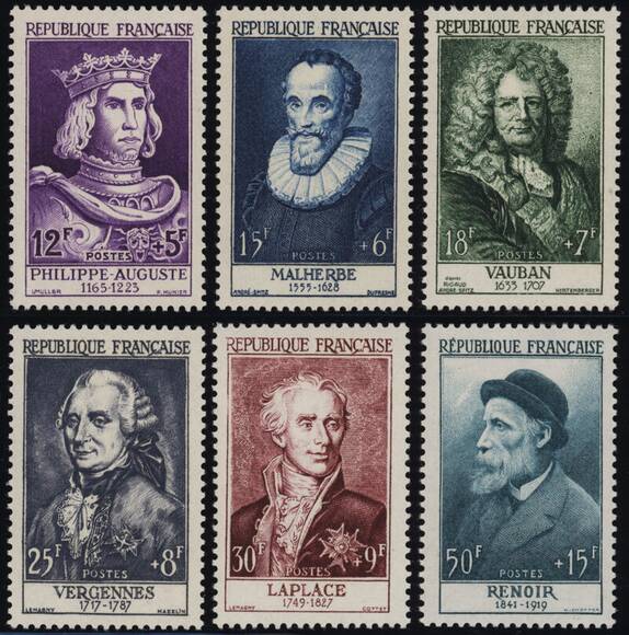 Frankreich 1955 MiNr. 1053-1058