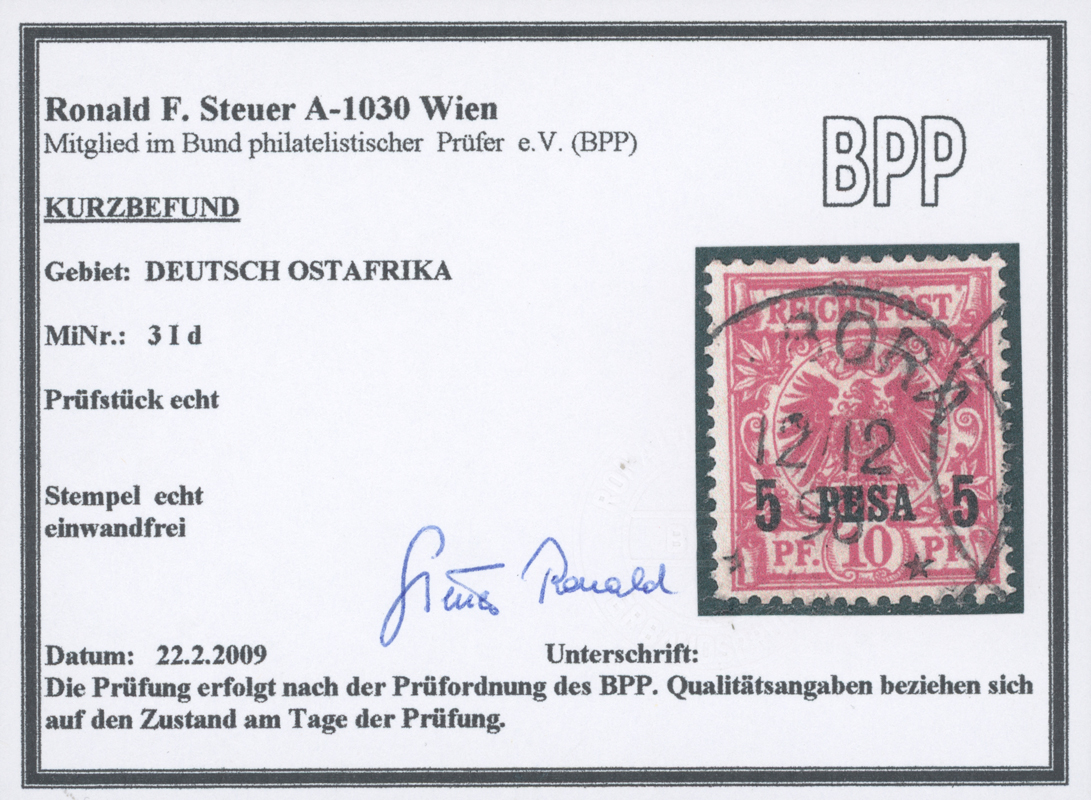 DEUTSCH-OSTAFRIKA 1893 MiNr. 3 I d