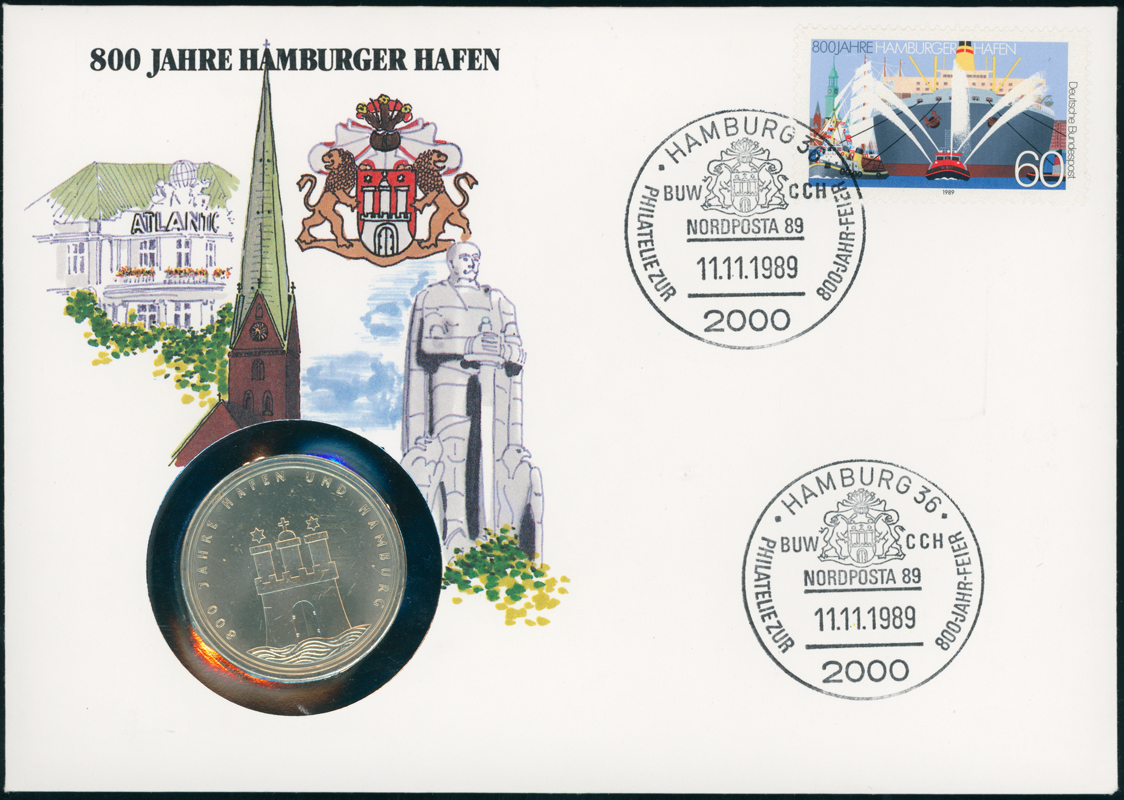 BRD 1989/1989 Numisbrief 800 Jahre Hamburger Hafen