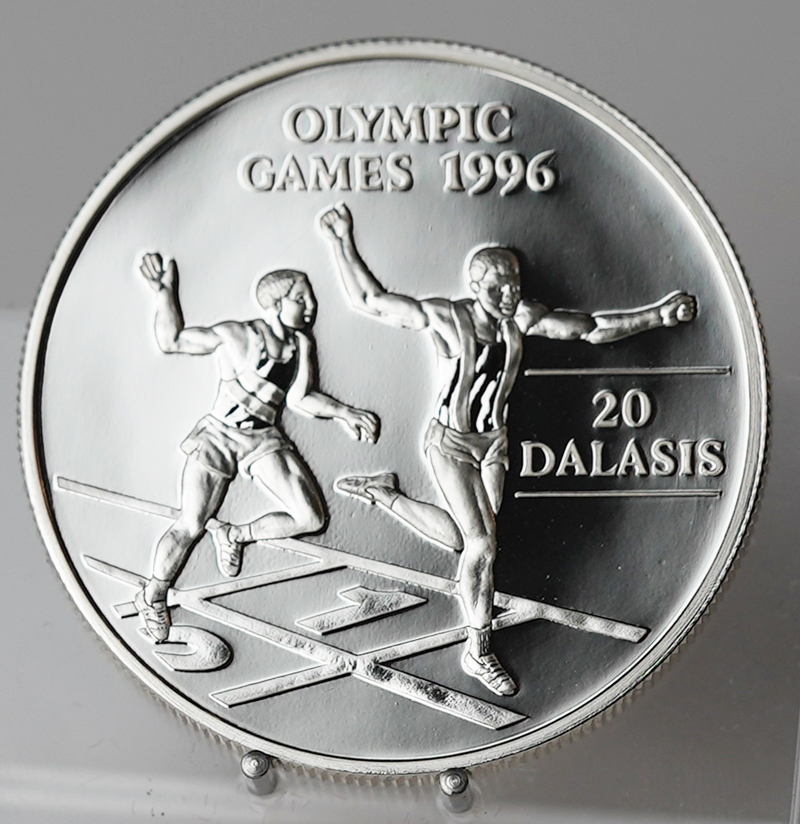 GAMBIA 20 Dalasis Silber 1994 Olympische Spiele 1996 in Atlanta