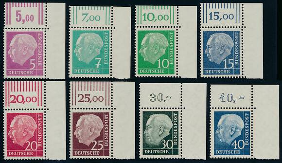 BRD 1960, MiNr. 179-260 y Heuss lumogen