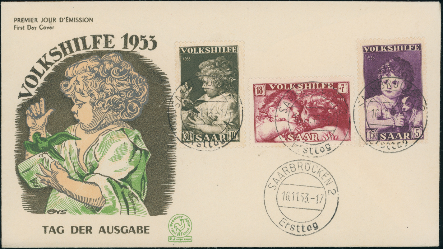 SAARLAND 1953 MiNr. 344-346 FDC