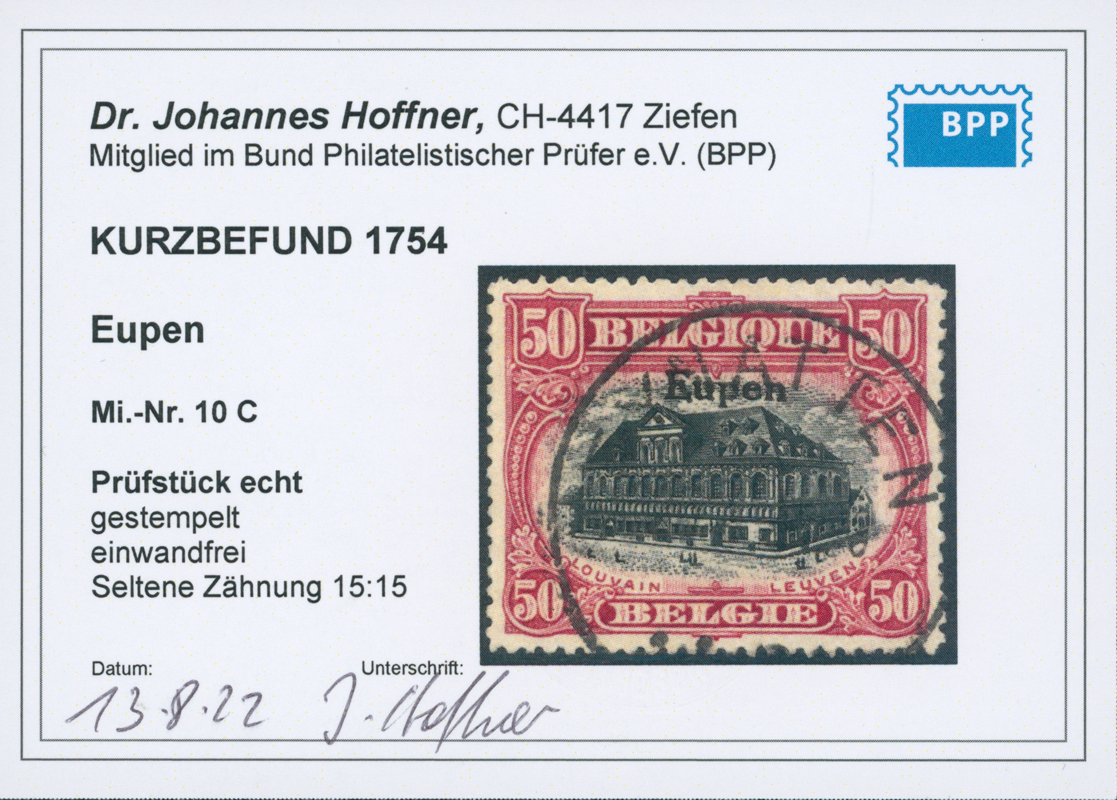 EUPEN 1920 MiNr. 10 C