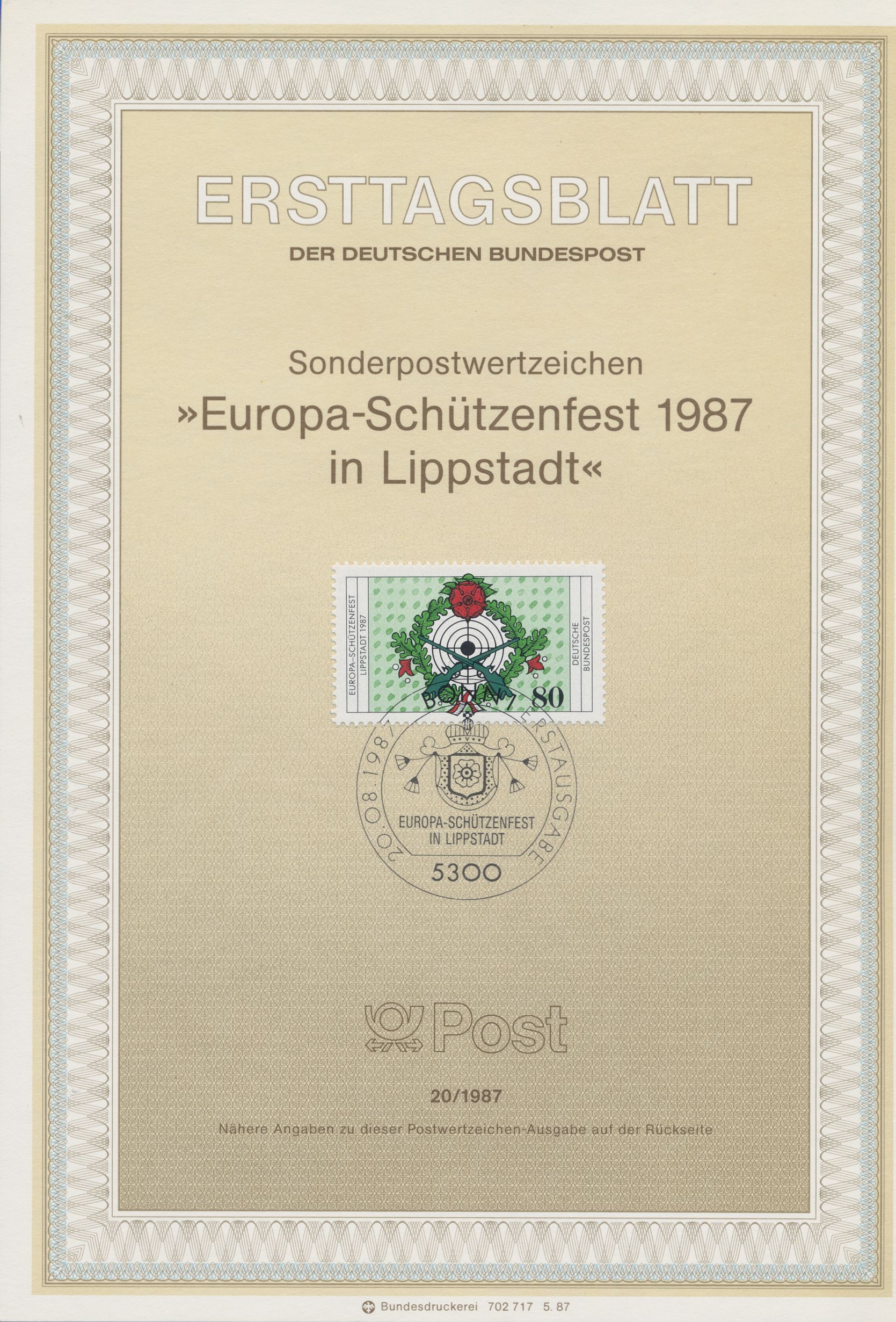 BRD Ersttagsblätter Jahrgang 1987