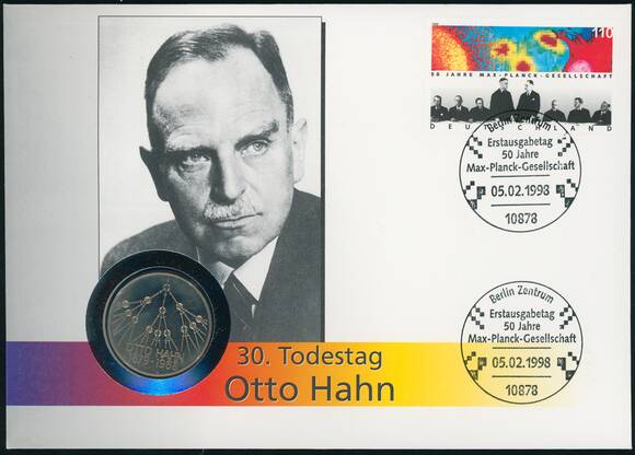 BRD 1979/1998 Numisbrief 30. Todestag Otto Hahn BRD 1979/1998 Numisbrief 30. Todestag Otto Hahn