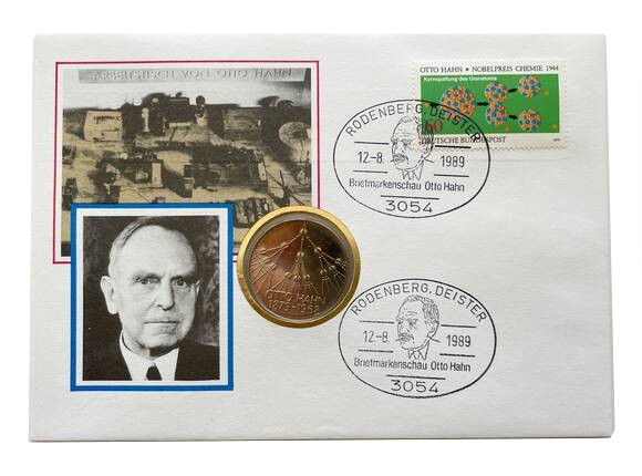 BRD 1979/1989 Numisbrief Otto Hahn Nobelpreis Chemie
