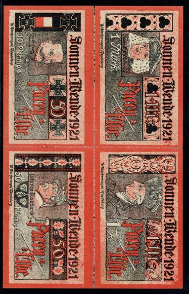 Parey a. d. Elbe 1921 Spar- und Creditbank 1047.7 f) Viererblock