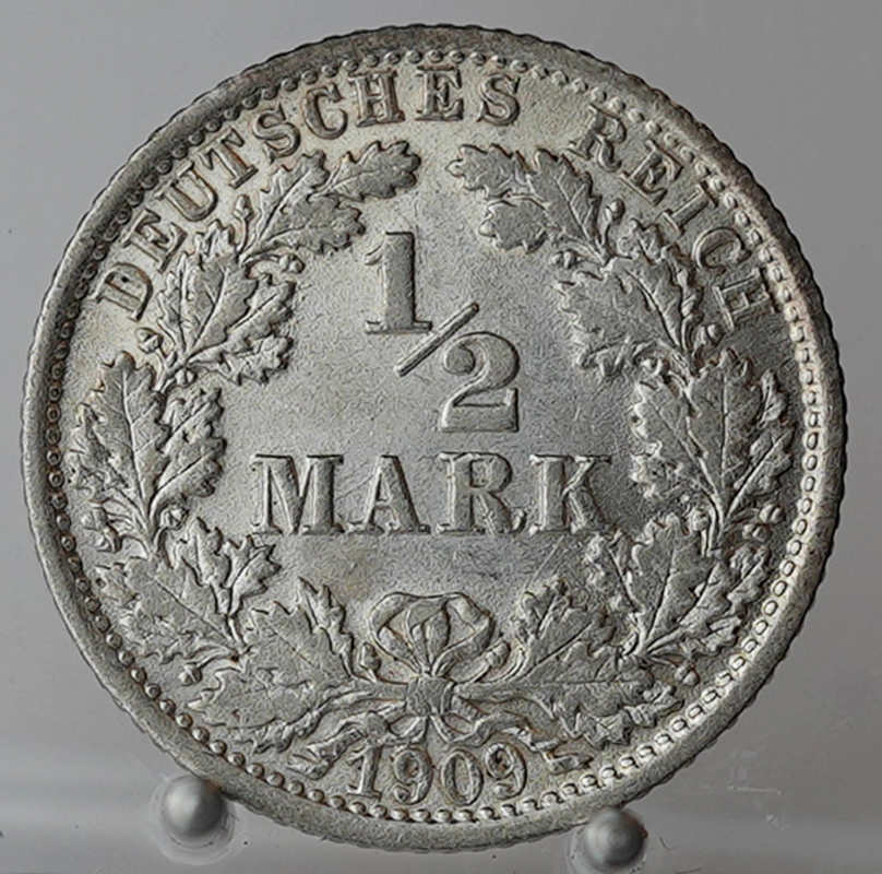 KAISERREICH 1/2 Mark 1909 F Jaeger 16