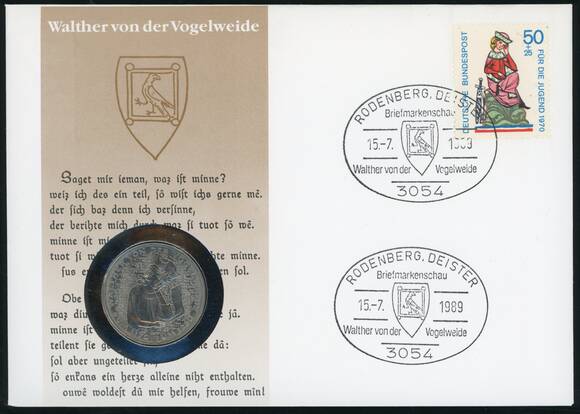 BRD 1980/1989 Numisbrief Walther von der Vogelweide BRD 1980/1989 Numisbrief Walther von der Vogelweide