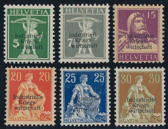 SCHWEIZ DIENST 1918 MiNr. D 2 I, 3 I/II, 5-8 I