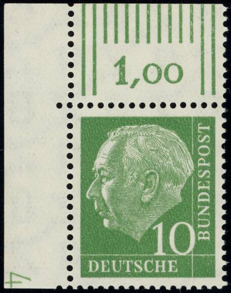 BRD 1954, Heuss I, MiNr. 183 x W DZ Druckerzeichen '4' positiv