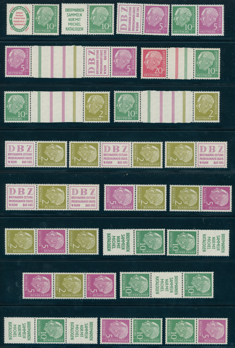 BRD 1955 Zusammendrucke W 4 - S 36 und RL 1-2 Serie komplett