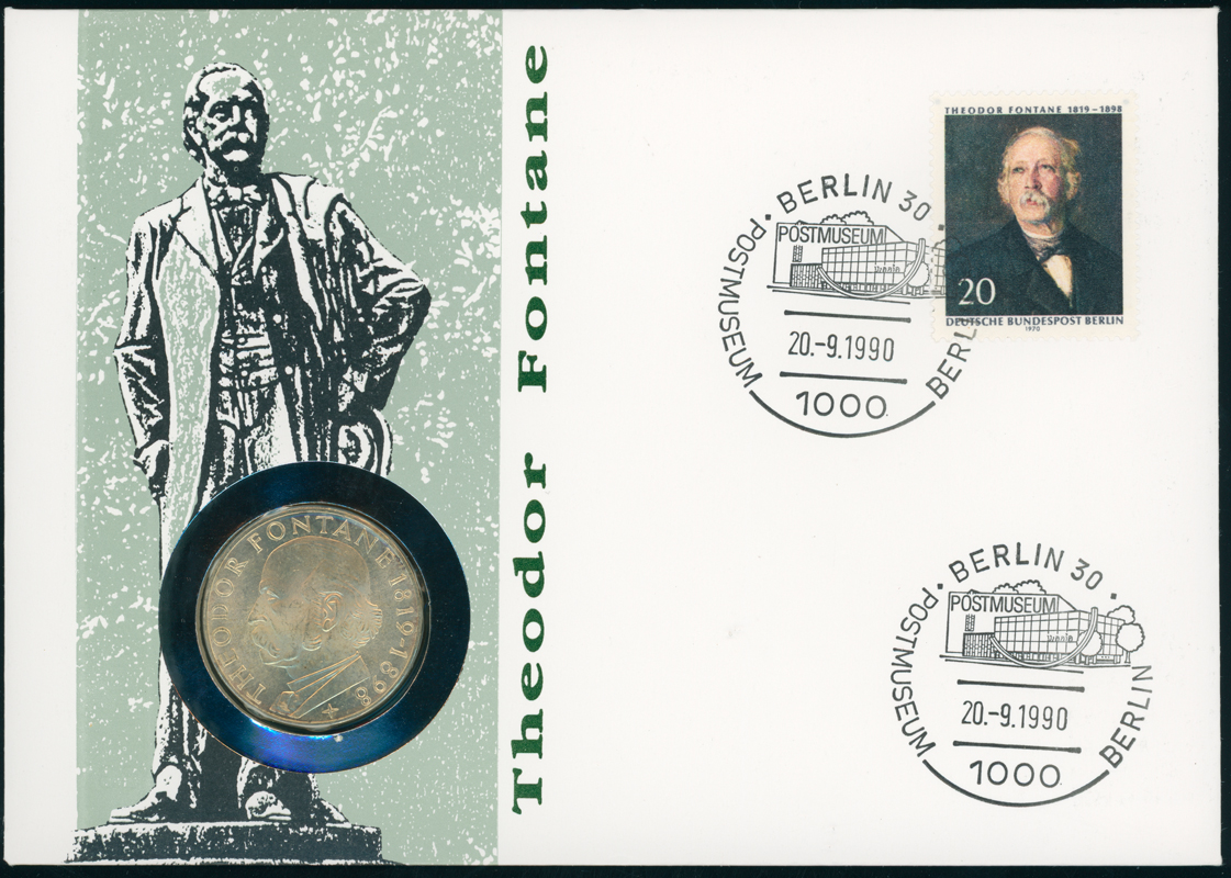 BRD 1969/1990 Numisbrief Theodor Fontane