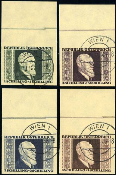 ÖSTERREICH 1946, MiNr. 772-775 B Oberrand