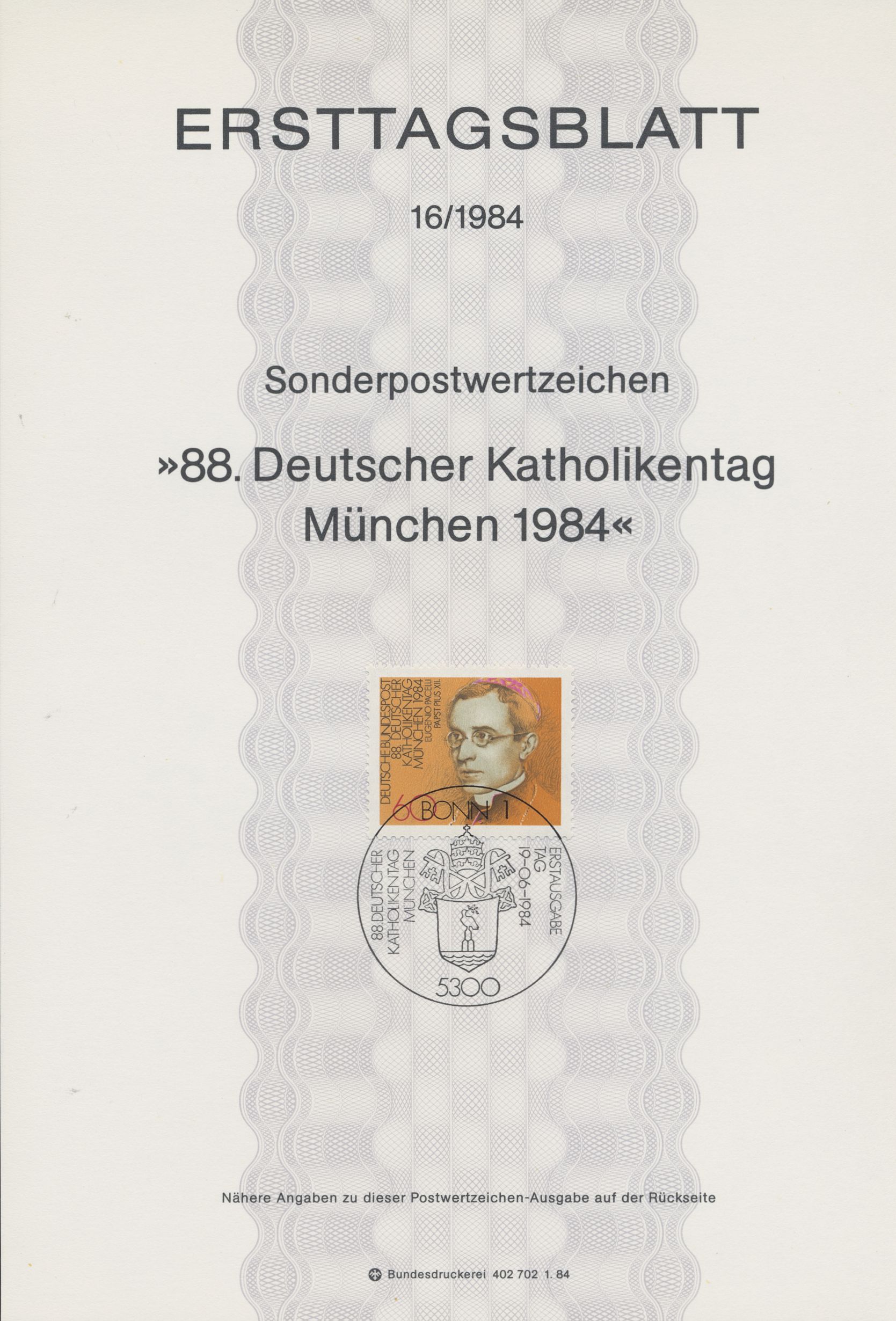 BRD Ersttagsblätter Jahrgang 1984