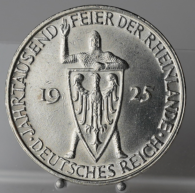 WEIMAR 3 Reichsmark 1925 D, Rheinlande, Jaeger 321