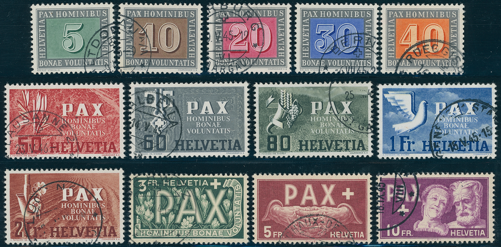 SCHWEIZ 1945 MiNr. 447-459 PAX