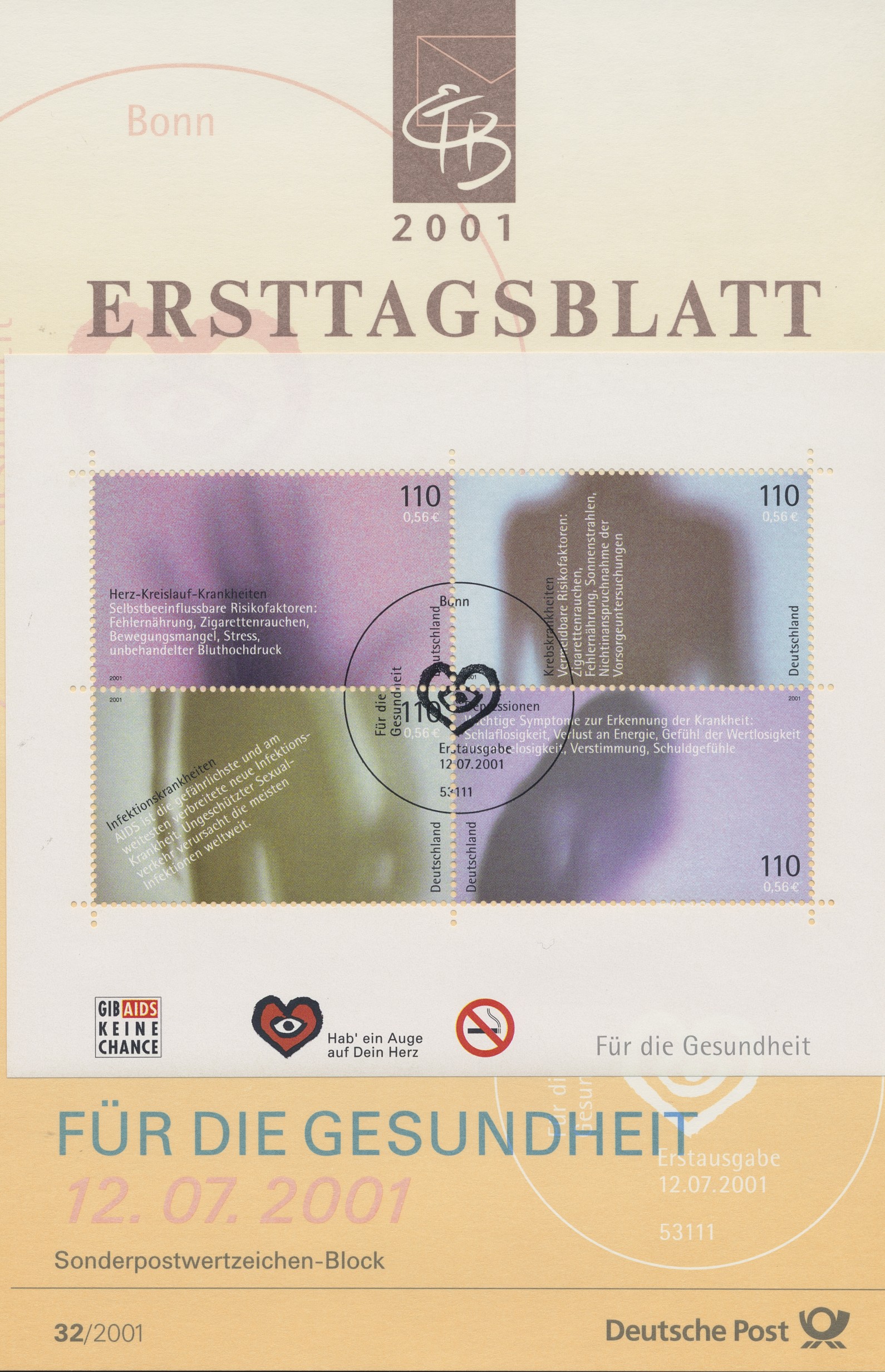 BRD Ersttagsblätter Jahrgang 2001