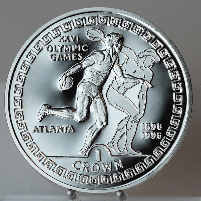 GIBRALTAR 1 Crown 1995 Silber Olympische Spiele 1996 in Atlanta PP