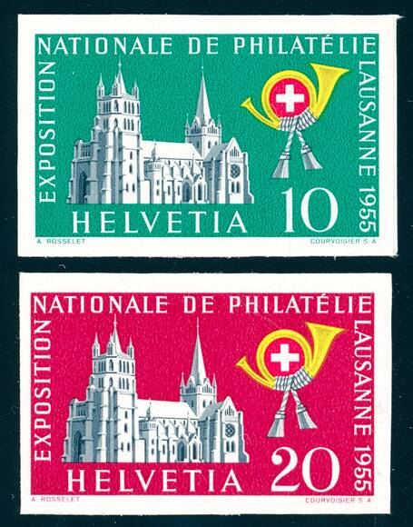 SCHWEIZ 1955 MiNr. 611-612 Einzelmarken aus Block 15