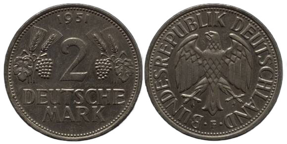 BRD 2 DM Ähren 1951 Jaeger 386