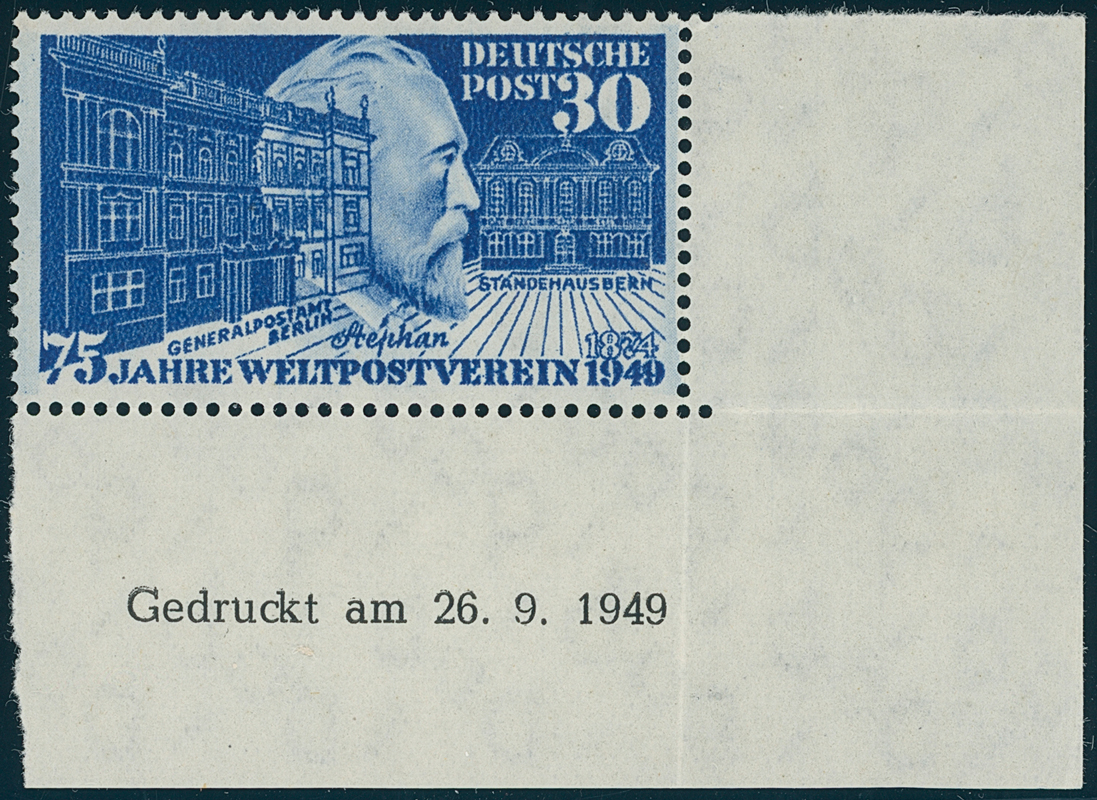 BRD 1949 MiNr. 116 Bogenecke mit Druckdatum 26.9.1949