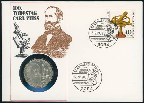 BRD 1988/1988 Numisbrief 100. Todestag Carl Zeiss