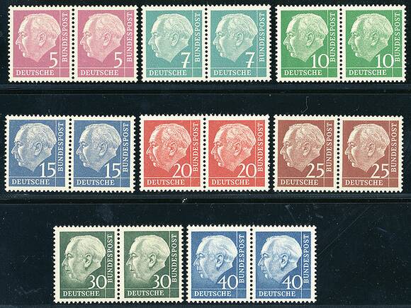BRD 1960 MiNr. 179-260 y Heuss lumogen, waagerechte Paare
